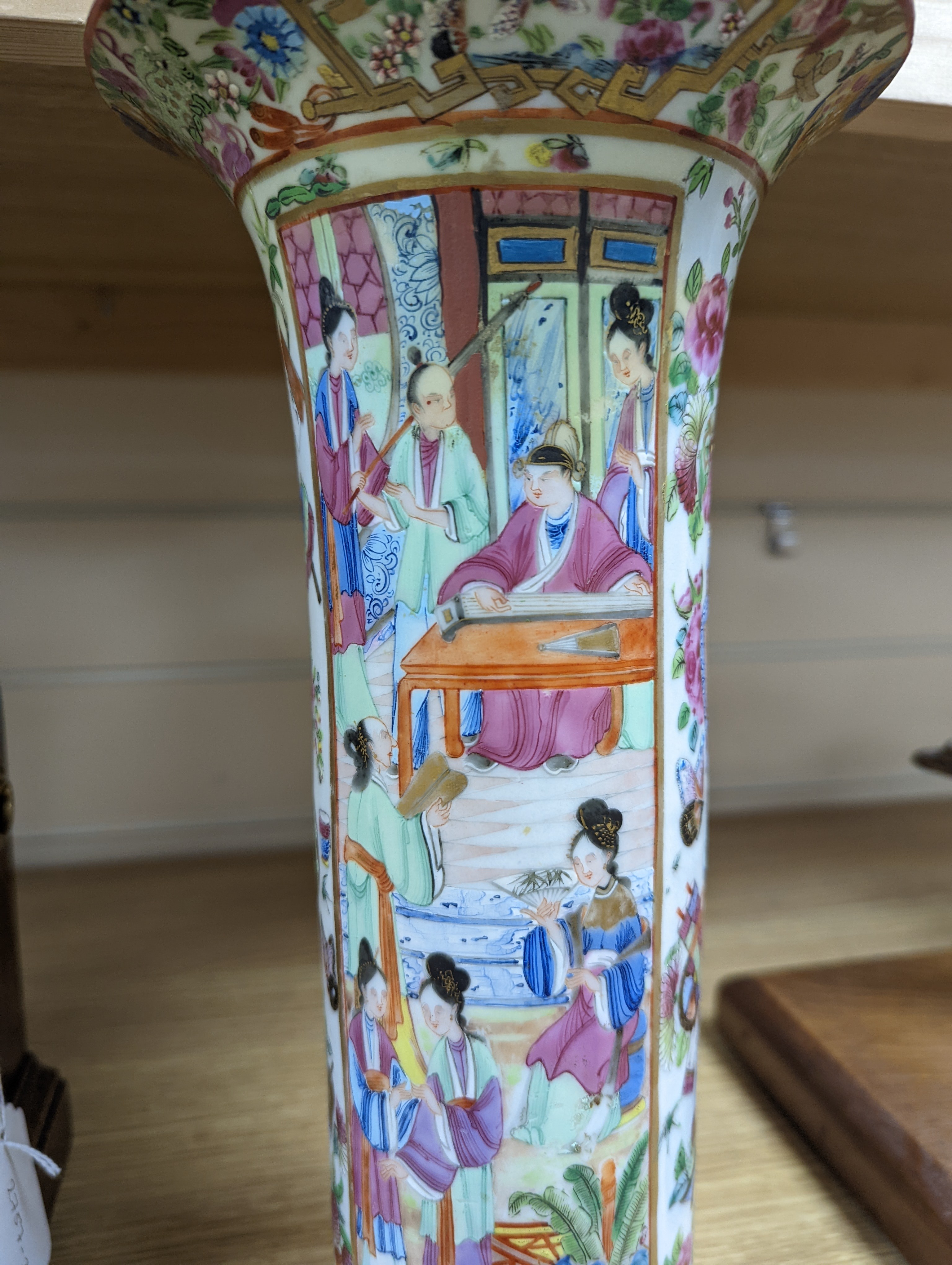 A Chinese famille rose cylindrical vase, 19th century, 31cm